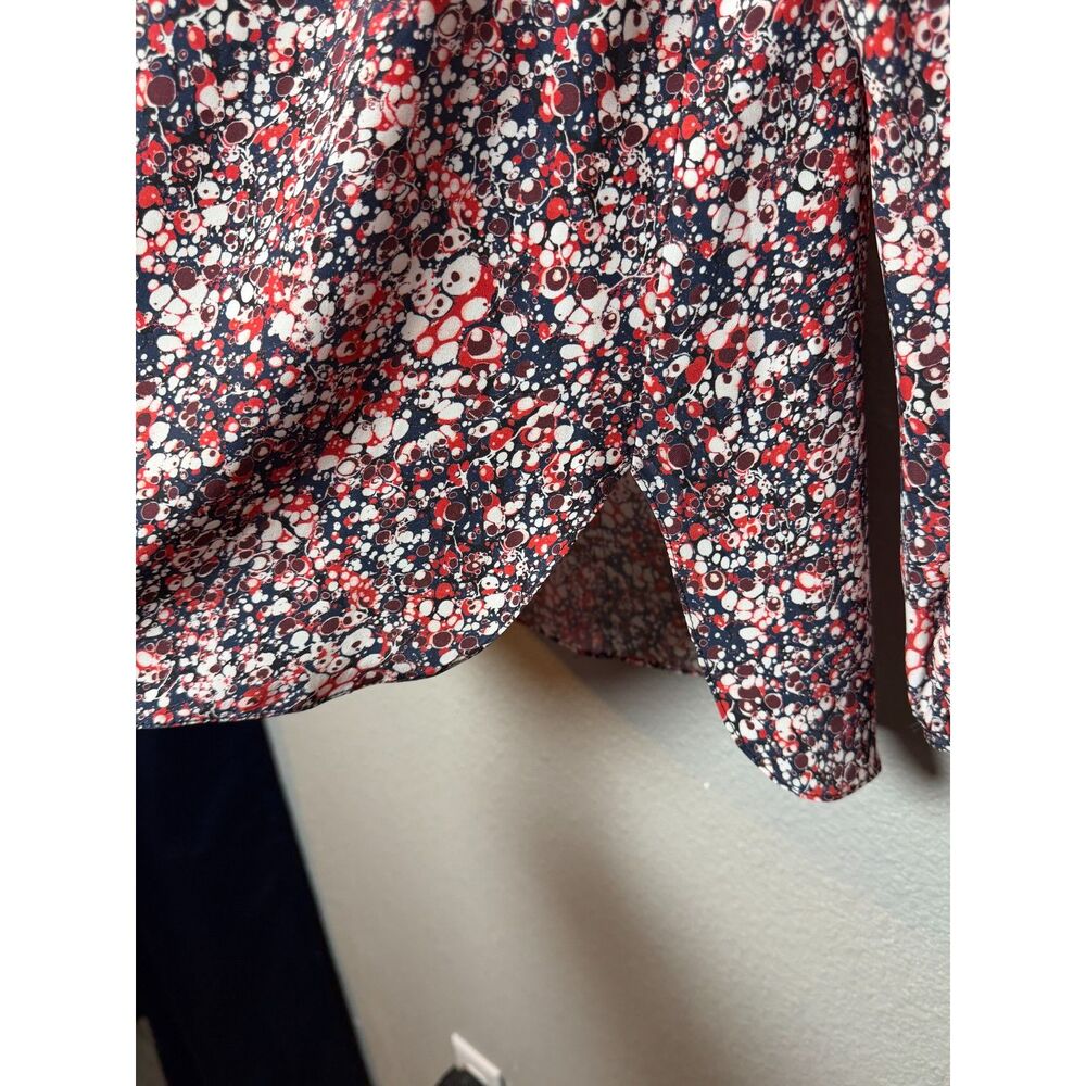 NWT Charlotte Brody Keyhole Blouse Red Marble Size Large - Picture 10 of 13